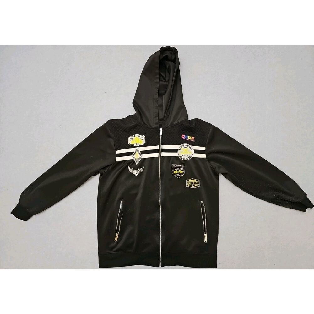 Demolition Mens zip-up Hoodie Brooklyn Motorcycle 1984 Championship Patch Pocket